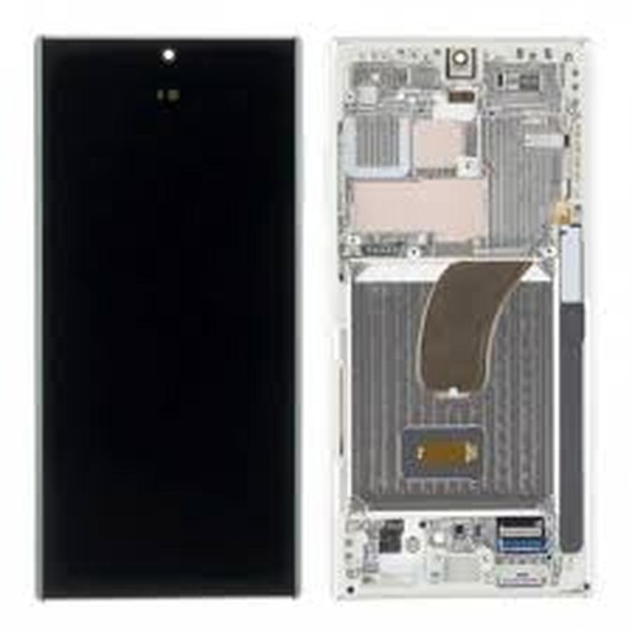 ECRAN SAMSUNG S23 Ultra 5G 2023 S918B SERVICE PACK AVEC CHASSIS (CREAM / BEIGE))